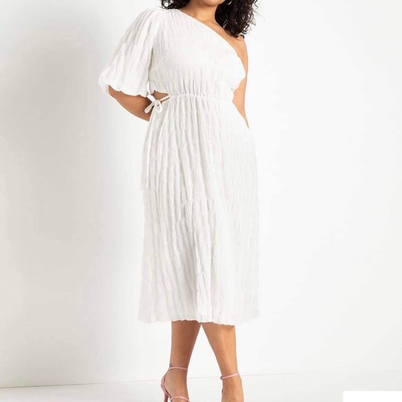 Eloquii Dresses & Skirts - Eloquii One Shoulder White Midi Dress. US28